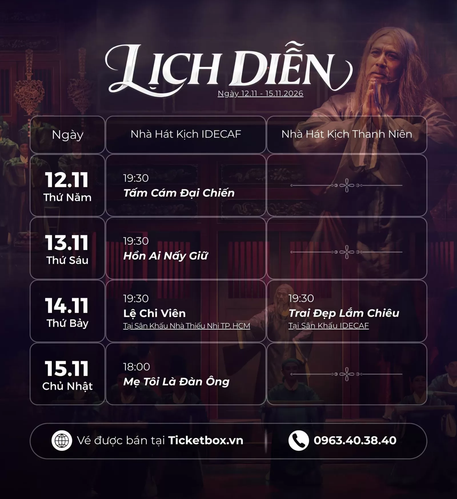 Lịch diễn SK IDECAF THÁNG 11.2026