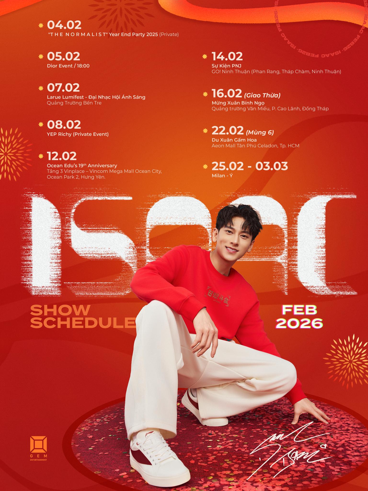 LỊCH DIỄN TẾT BÍNH NGỌ 2026 CỦA ISAAC