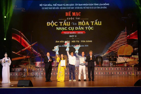 Lễ bế mạc trao giải Cuộc thi Độc tấu Hòa tấu nhạc cụ dân tộc 2026 - Đợt 1 Lâm Đồng
